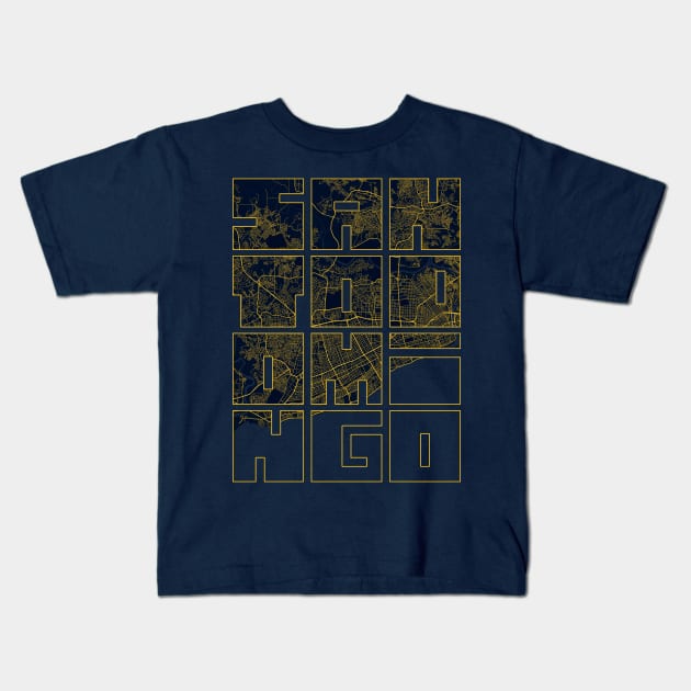 Santo Domingo, Dominican Republic City Map Typography - Gold Art Deco Kids T-Shirt by deMAP Studio